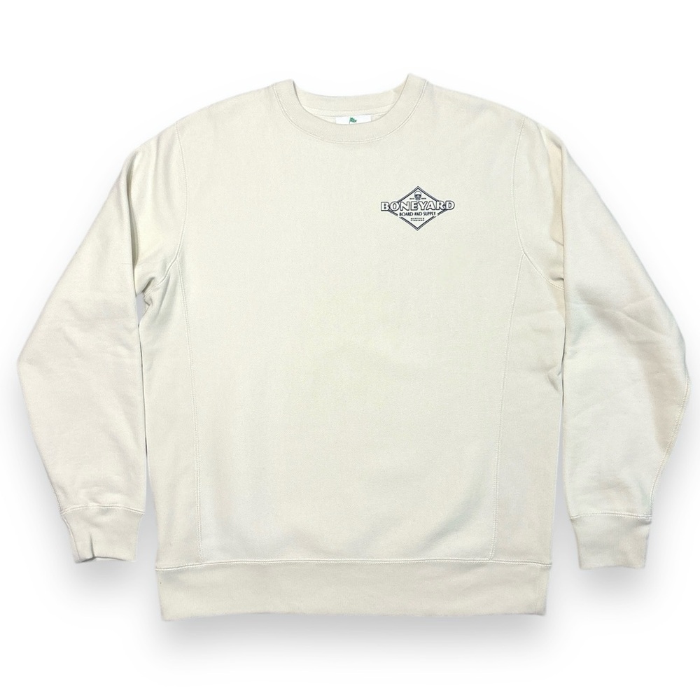 BONEYARD SURF CO. Cream Crewneck Sweatshirt Diamond Logo Sign
